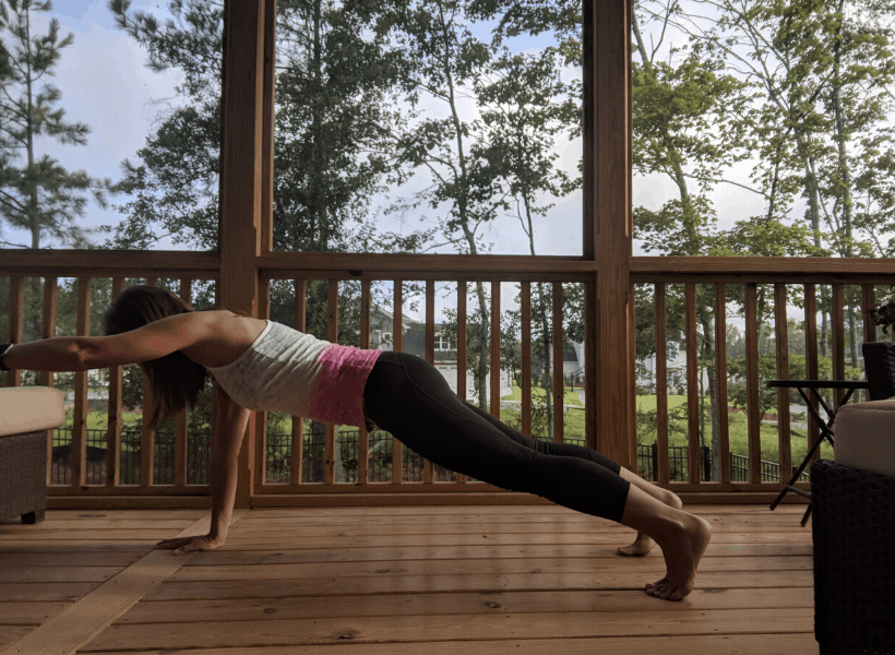 plank with one arm raised