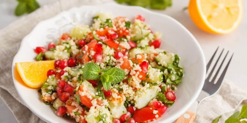 salad with quinoa in a bowl