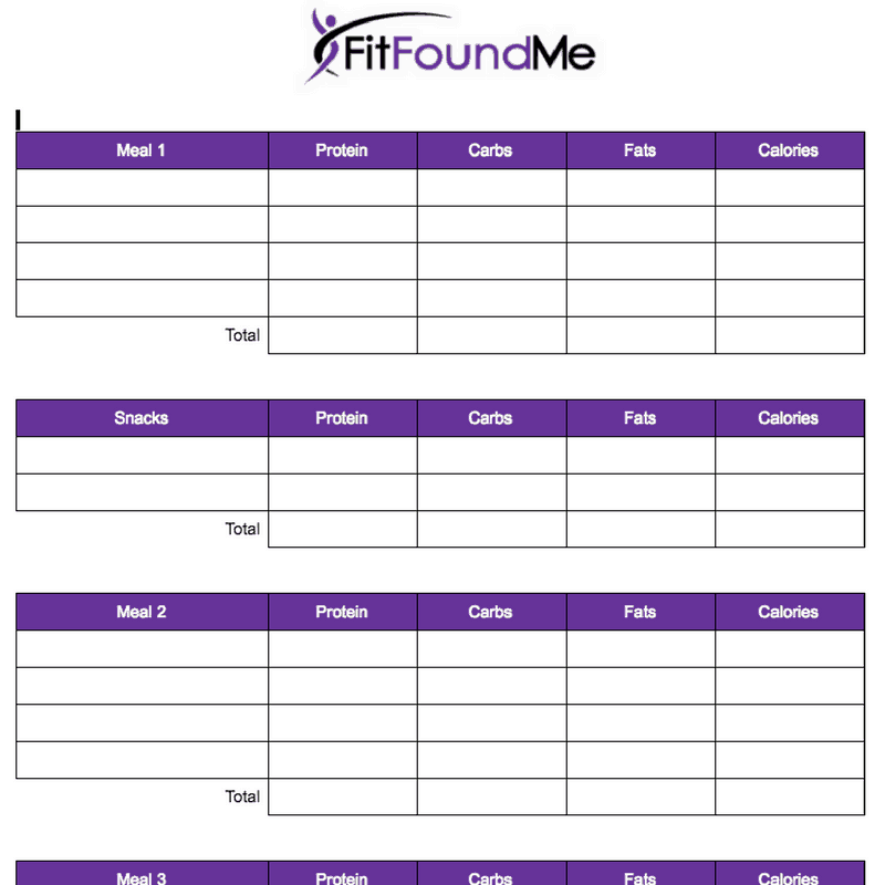 entering own macros on fitness meal planner