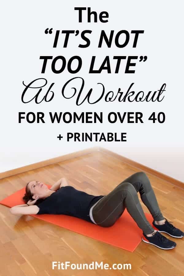 woman over 40 doing ab workout on red yogo mat