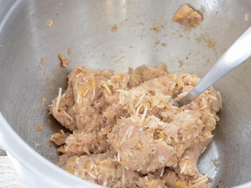 ground turkey meatballs mixed in a bowl