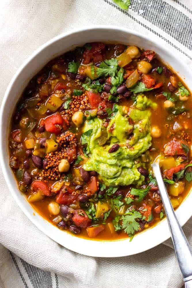 veggie chili with quinoa and black beans soup