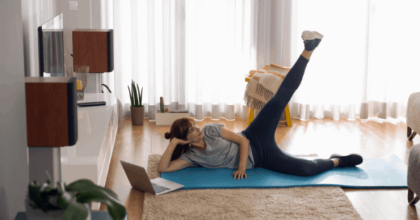 woman doing workout at home