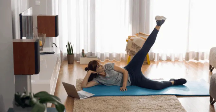 woman doing workout at home