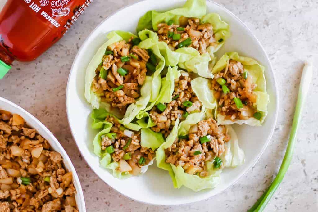 ground turkey lettuce wraps on a plate