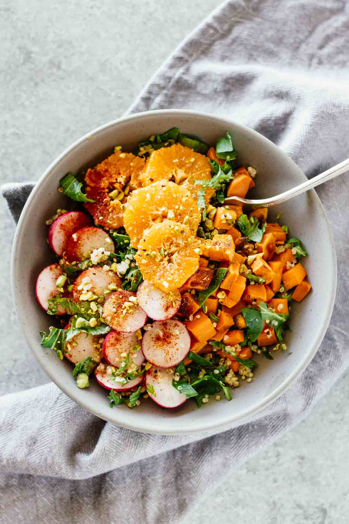 detox with this radish tangerine bowl with quinoa and greens