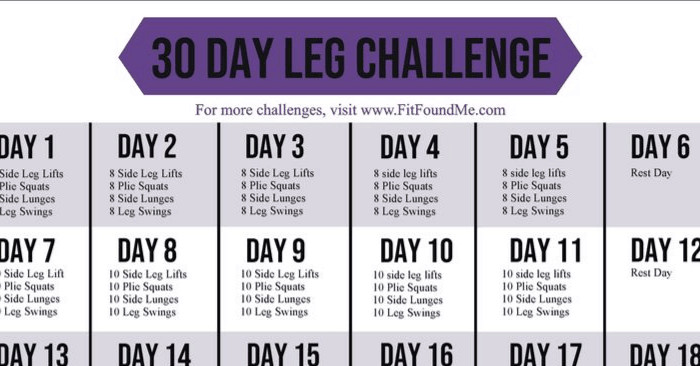 part of 30 day challenge calendar