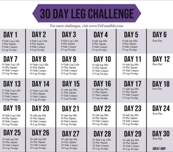 30 Day Leg Challenge for Slimming Thighs