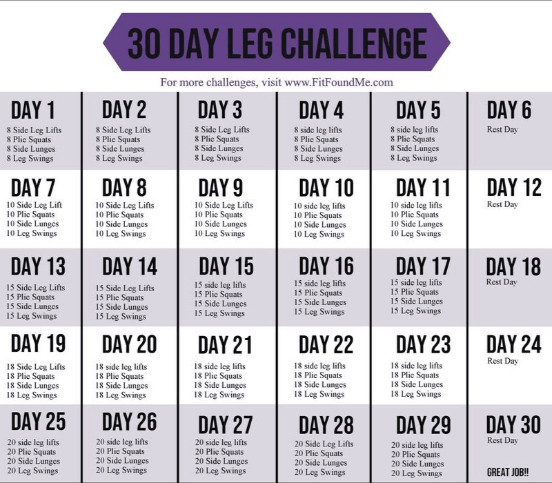 printable 30 day challenge calendar with squats