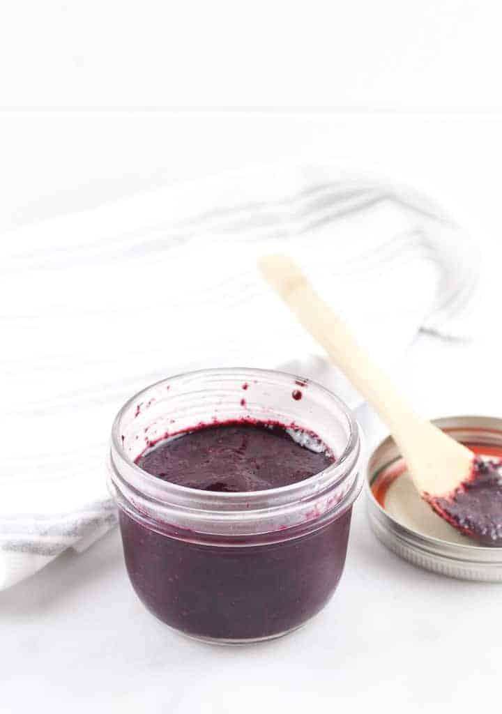 blueberry chia jam in a clear jar