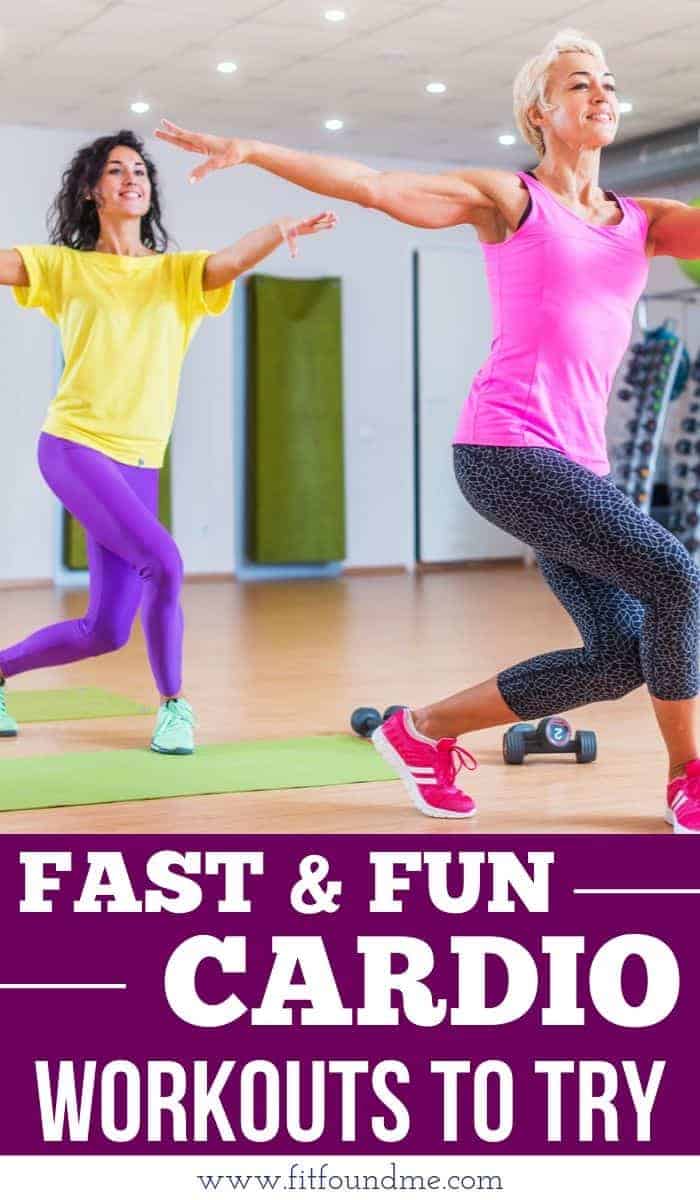 2 women doing fast and fun cardio dressed in colorful clothing