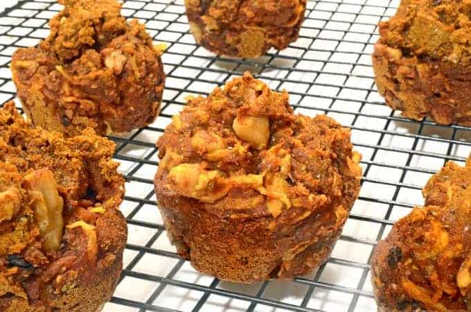 pumpkin chia muffins on a cooling rack
