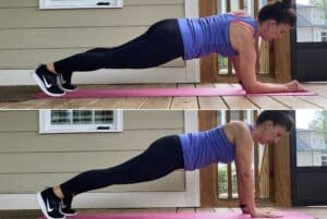 woman doing plank up downs