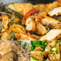 3 pictures of different chicken recipes