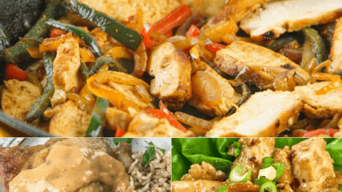 3 pictures of different chicken recipes