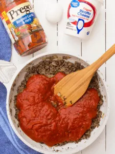 ground turkey or beef mixture with sauce
