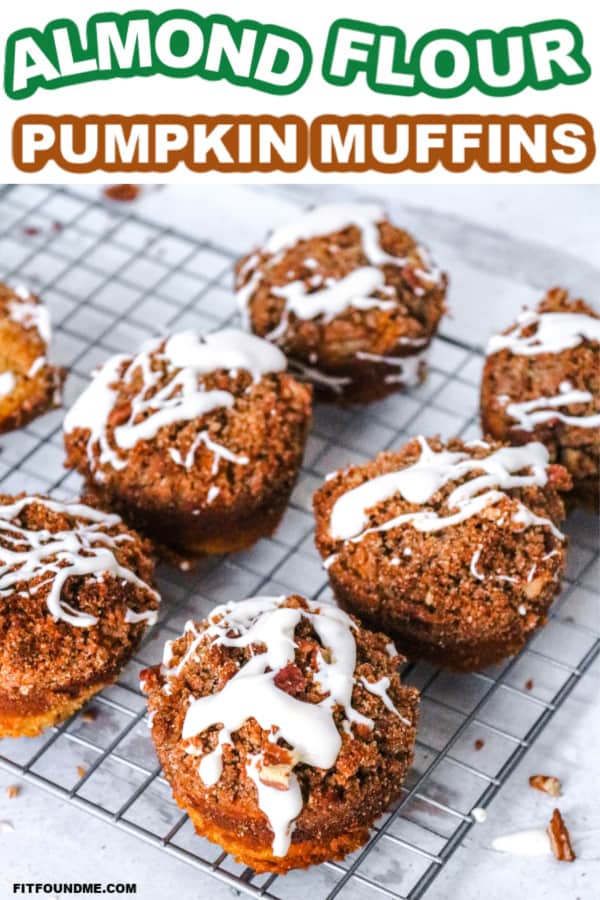 6 almond flour pumpkin muffins with streusel on cooking rack