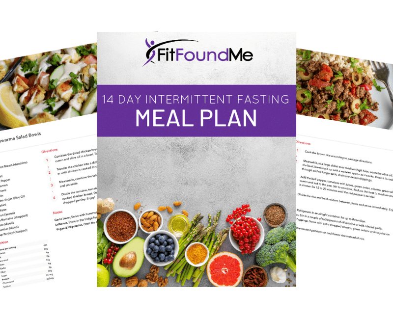 cover and a couple of recipes from 14 day meal plan recipe book