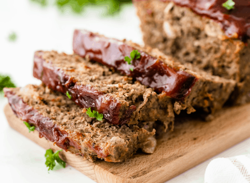 moist classic meatloaf sliced ready to serve