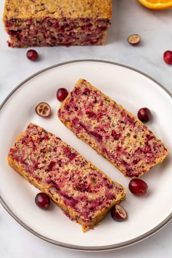 fresh baked cranberry bread sliced