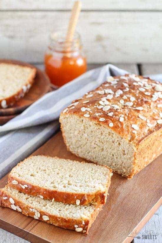 sliced homemade no yeast oat bread sliced