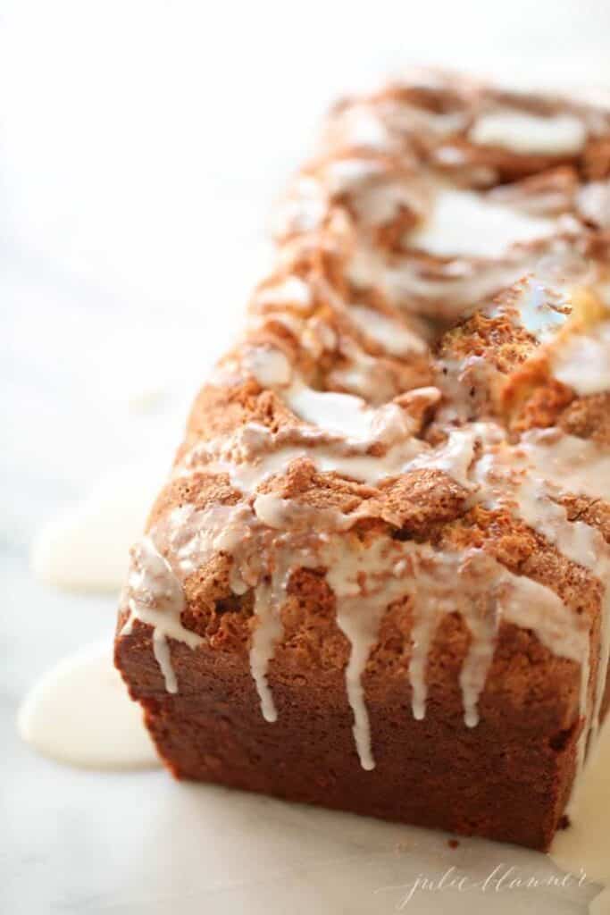 yeastless cinnamon roll bread cooling