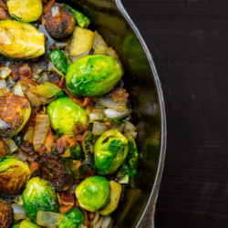 brussel sprout hash in skillet