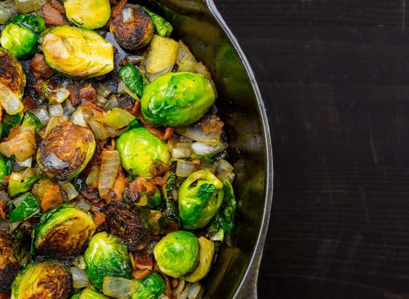 brussel sprout hash in skillet