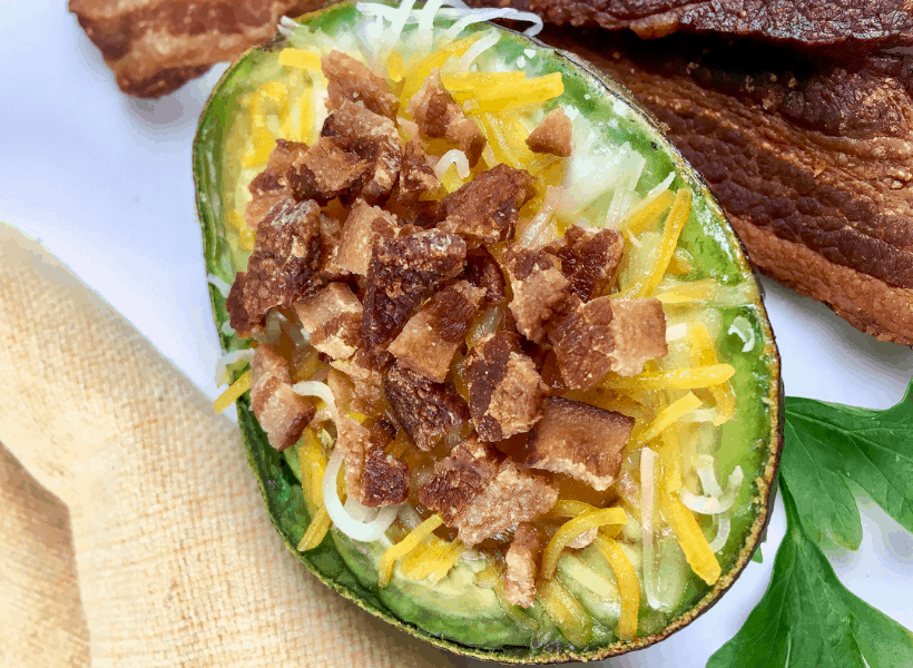 Easy 4 Ingredients Baked Avocado Boats with Bacon