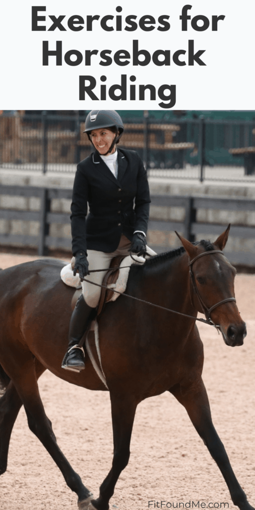lady riding horse in ring for exercises for horseback riders