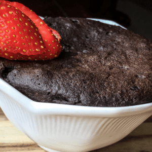 Keto Chocolate Mug Cake in a white bowl