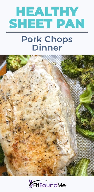 cooked sheet pan pork chops with broccoli 