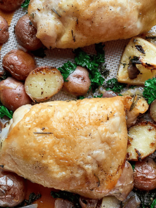 Herb-Roasted Chicken with Red Potatoes and Kale Story