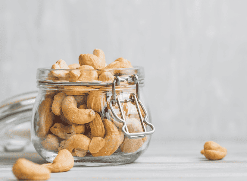 glass container full with cashews