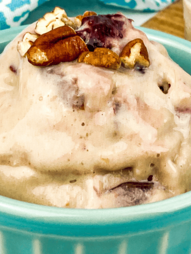 Frozen Bananas Ice Cream with Cherries and Pecans Story