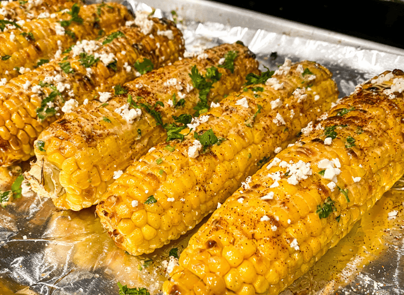 corn on baking sheet