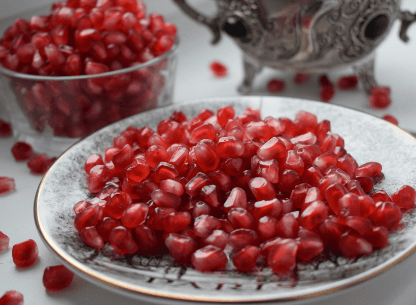 plate of pomegranates ready to eat
