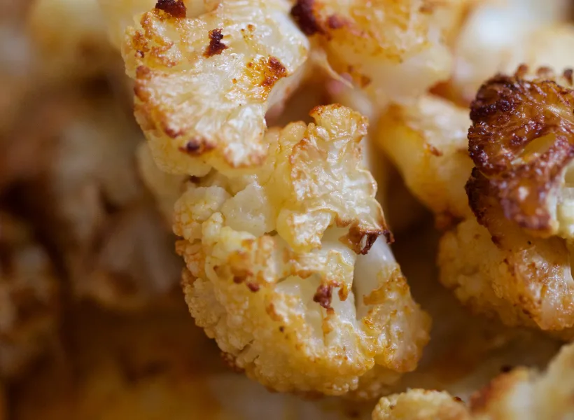 lightly browned roasted cauliflower