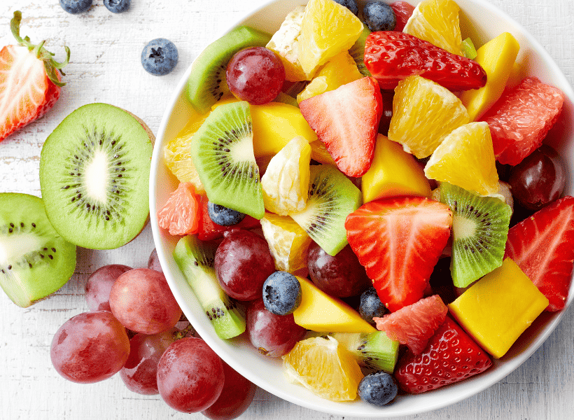fresh fruit chopped in a bowl