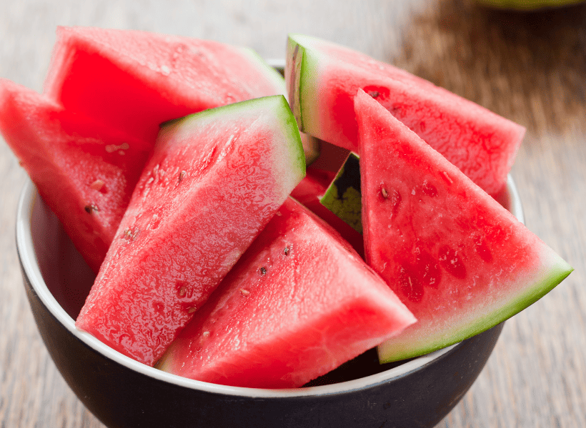sliced watermelon in a bowl