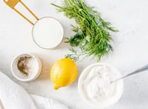 lemon, buttermilk, dill to mix dressing