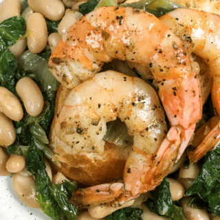 shrimp oreganata with beans