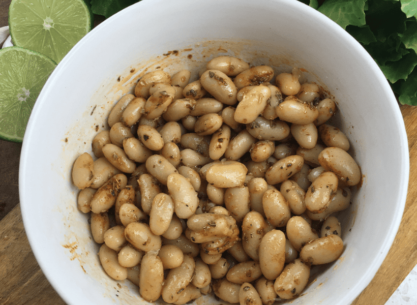 cannellini beans in a white bowl