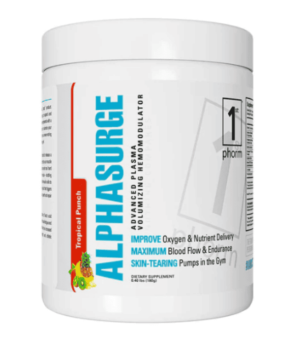 container of 1st phorm alphasurge pre-workout