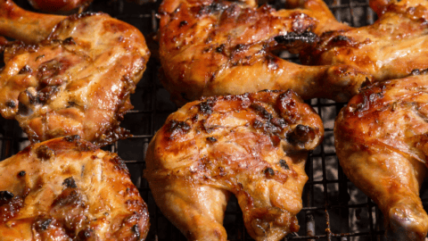 frozen chicken grilling on grill