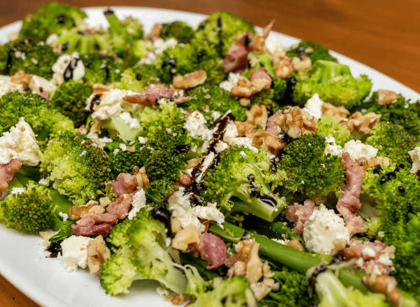 broccoli salad on a serving plate
