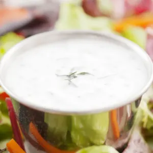dill dressing in silver bowl