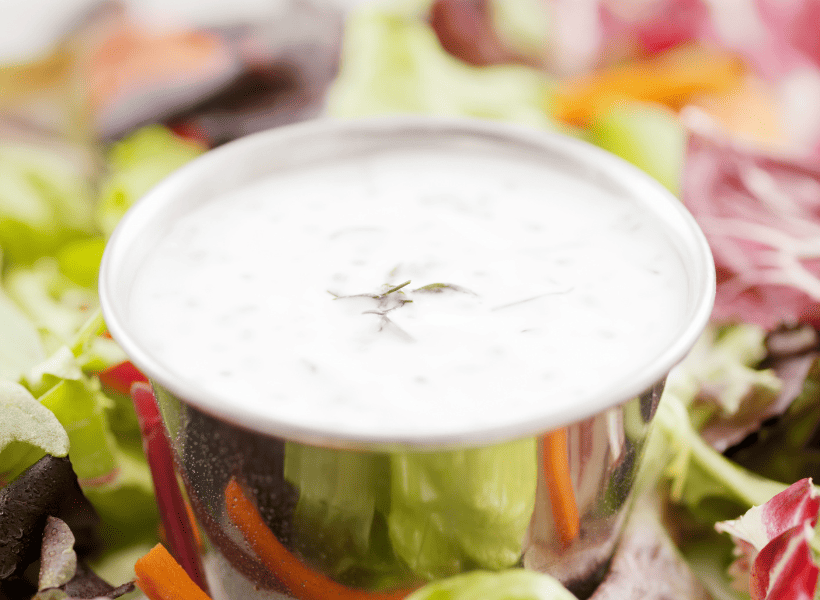 dill dressing in silver bowl