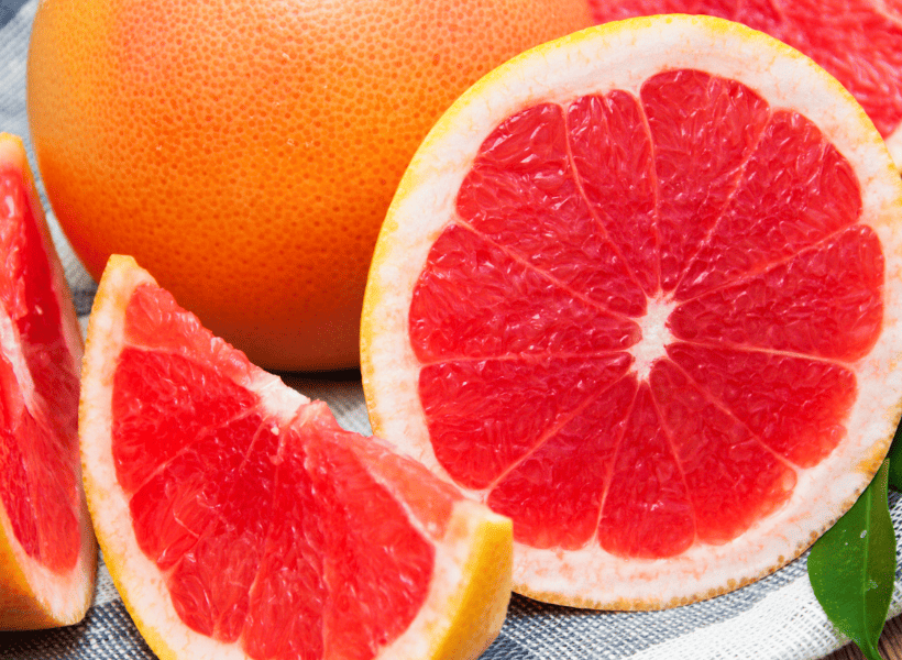 grapefruit cut in half and sliced