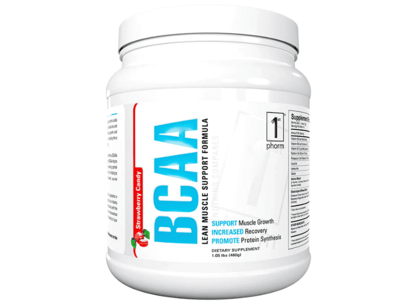 plastic jar labeled BCAA